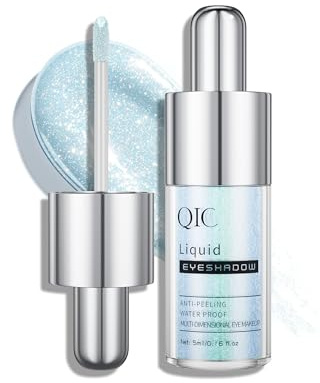 QIC Ombretto Liquido Glitter, Finish Metallico e Scintillante, Lunga Durata, Senza Crepe, Resistente allo Sfregamento, Formula Leggera per Tutti i Toni di Pelle, Colore Costruibile (02 Galaxy)