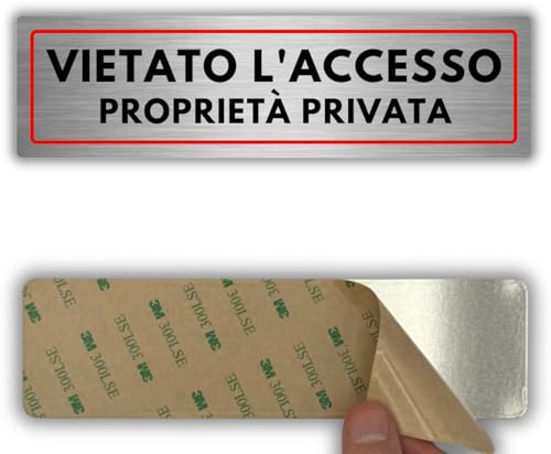 LEIASA | Targa Divieto di Accesso - 5x18 cm - Alluminio - Non Oltrepassare | Cartello Accesso Negato, Adesivo Ingresso Interdetto, Segnale Passaggio Sbarrato, Insegna Zona Vietata agli Estranei