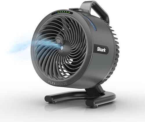 All-New Shark FlexBreeze HydroGo Pro Fan - Powerful, portable fan, indoor & outdoor, dry-touch evaporative mist. Corded & cordless, 5 speeds, extended battery runtime, Graphite, FA056 (2026 Release)
