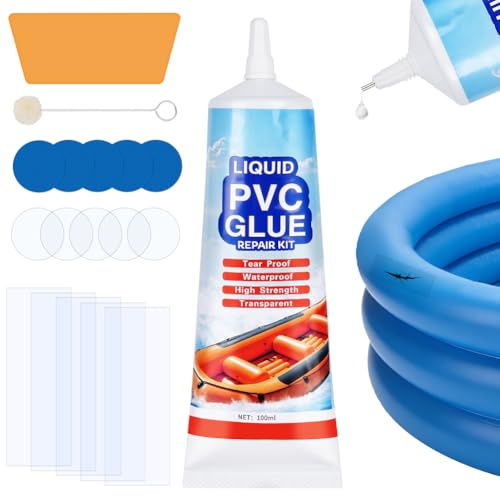 AOOWU Pool Reparaturset, 100ML Wasserdicht Pool Flicken, Transparent und Langlebig Schlauchboot Reparaturset Kann, PVC Reparaturset ist für Flickzeug Luftmatratze, Schlauchboot, Zelt, PVC, ABS, Eva