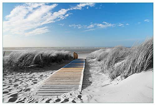 Wallario Küchenrückwand selbstklebend 90 x 60 cm, Motiv: Auf dem Holzweg zum Strand in schwarz-weiß Optik | Spritzschutz abwischbar & pflegeleicht