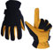 OZERO Hirschleder Winterhandschuhe, Thermo Lederhandschuhe Skihandschuhe Fahrradhandschuhe für Herren und Damen,M,Tan-schwarz