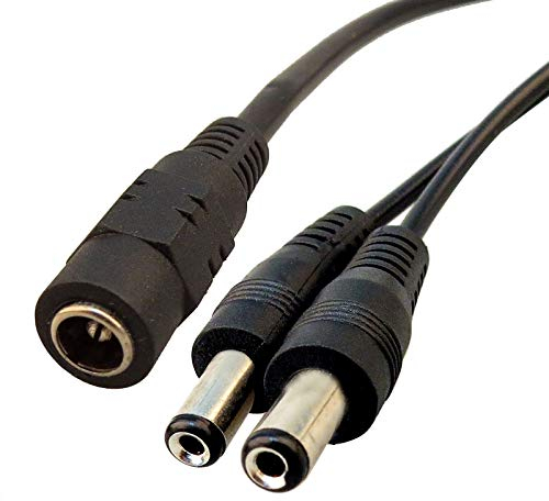 Viewi Satellites 1 to 2 DC Power Splitter Cable 5.5 x 2.1mm DC Power Plug to Socket CCTV Extension Lead
