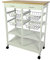 Mueble Gestion Carrito Verdulero frutero, Carro de Cocina de Cocina con Ruedas con 4 cestas extraibles 4 bandejas y 2 cajones Oporto 8 Color Blanco