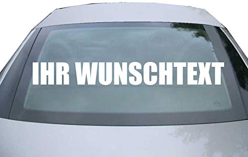 INDIGOS UG - Autoaufkleber mit Wunschtext für die Heckscheibe - Auto Aufkleber selbst gestalten - bis 80 cm - Sticker für innen & außen wetterfest personalisiert Textaufkleber Fenster Werbung