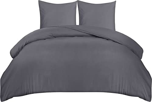 Utopia Bedding Bettwäsche Set - Mikrofaser Bettbezug 260x240 cm + 2 Kissenbezüge 65x65 cm - Grau