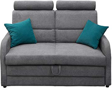 Mirjan24 Sofa Wibaro mit Schlaffunktion, 2 Sitzer Polstersofa mit Bettkasten Einstellbare Kopfstützen Schlafsofa inkl. Kissen, Bettsofa, Sofagarnitur, Wohnlandschaft (Aston 17 + Trinity 13)