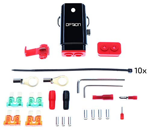 OPTION KFZ Sicherungshalter bis 10mm² - wasserdichte Autosicherung für Endstufen Amplifier mit 6 oder 10qmm² Kabel, mit Flachstecksicherungen 30A & 40A
