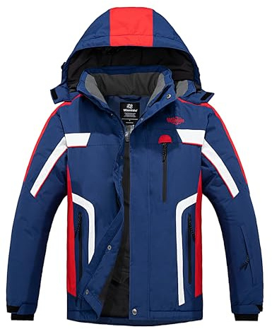 Wantdo Giacche da Sci da Uomo con Cappuccio Parka da Snowboard Blu Scuro M