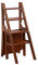 MYAOU Massivholz Haushalt Klapptreppenstuhl Dual-Purpose Trittleiter 4-Stufen-Holzhocker Multifunktionale Eichen-Trittleiter