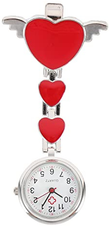 Hemobllo Krankenschwester Uhr Taschenuhr Schwesternuhr Herz Design Quarzuhr Krankenschwesteruhr Ansteckuhr Brosche Quarzwerk Pflegeuhr Fob Uhr für Arzt Krankenschwester Damen Geschenk