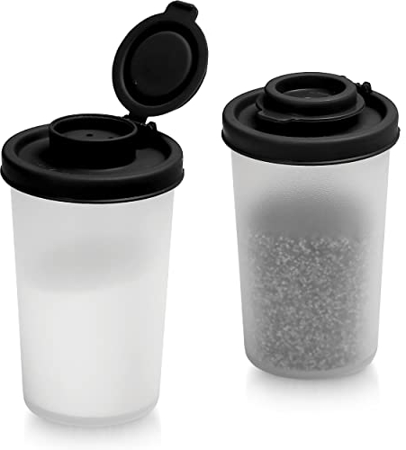 Contenedor Para Condimentos Sal y Pimienta | Juego de 2 Saleros recipientes de Almacenamiento Salpimentero | Dispensador Hermético Transparente | Set Sazonador de Especias