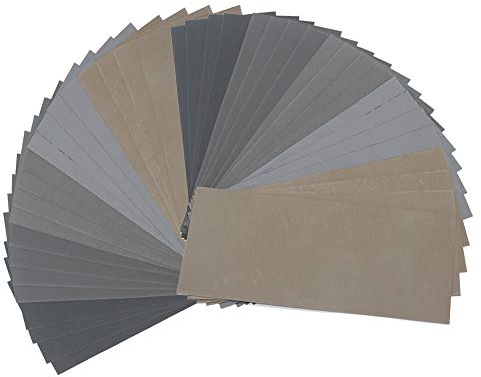 BAISDY 40Pcs Papier de Verre Papier Abrasif 220 320 400 600 800 1000 1200 1500 2000 3000
