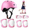 Riisoyu Conjuntos de Patinajes , Niños Protecciones Patines Infantiles Set de Protección Patinaje con Casco Ajustables Rodilleras y Coderas para Ciclismo Monopatín Patinaje y Otros Deportes