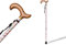 Gehstock aus Aluminium, ausziehbar in der Höhe verstellbar (74 - 95 cm) mit geflamptem Holzgriff, rutschfester Endstück und Blumen-Finish, Gehstock für Unterstützung und Gehhilfe. (402FC)