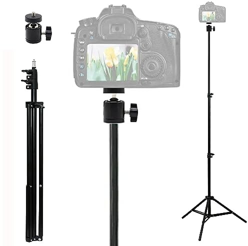TronicXL 210cm Stativ + 360° Kugelkopf I Tripod für Kamera Licht Actioncam Webcam Ständer Halterung Tripod 1/4 hoch 2,1m Dreibein Studio