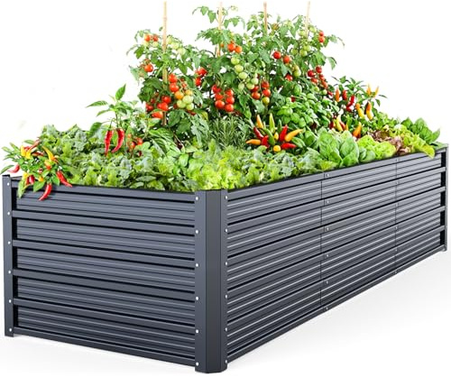 Ohuhu Metall Hochbeet 240×90×60 cm für Garten, Anthrazit