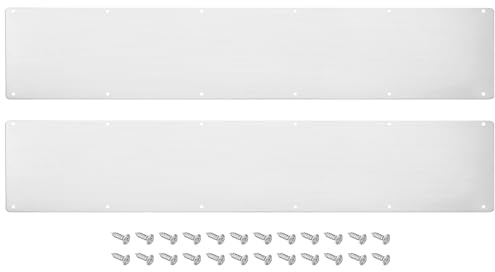 sourcing map 2pcs Door Kick Plate, 6 x 34 Inches Aluminum Kick Plate Door Plate, 2 mm Thickness, for Exterior Front Door or Back Door, Silver