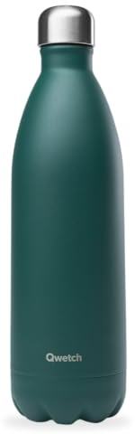 Qwetch - Bouteille Isotherme Originals Vert Emeraude 1L - 24h Froid et 12h Chaud - Etanche, Sans BPA & Réutilisable - Gourde inox isotherme pour Sport, Voyage, Bureau, Randonnée