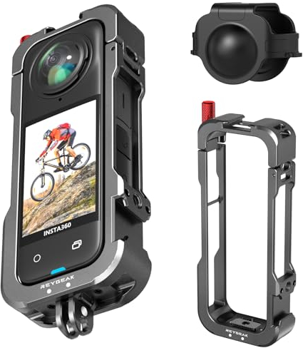 REYGEAK Für insta360 X4 Aluminiumlegierung, Gehäuse aus Metall, Kaninchenkäfig 360 X4, Ultraleicht, Schutzrahmenzubehör, doppelte Kaltschuh-Schnittstelle mit 1/4-Zoll-Gewinde (Normales Modell)