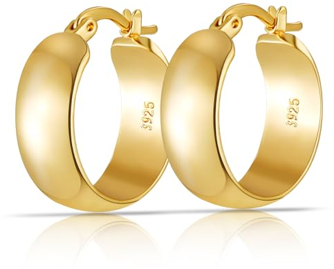 Rajputana Goldene Creolen für Frauen 8mm Breite Große Goldene Creolen Large Hoop Earrings Hypoallergene Große Hoops für Damen Leichte Klobige