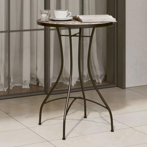 Outdoor Tische Mosaik Bistrotisch Terrakotta und Weiß 50x70cm Keramik