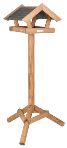 VOSS.garden Vogelhaus Stöve, braun, Holzdach, 118cm, Futterhäuschen inkl. Ständer