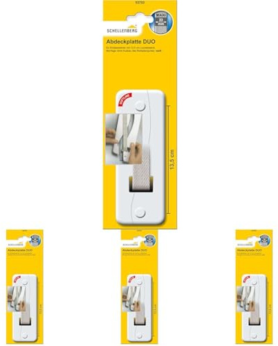 Schellenberg 53703 Rolladengurt Abdeckung Lochabstand 13,5 cm, einfache Montage ohne Ausbau des Gurtband, Abdeckplatte Duo Maxi, für Gurtwickler und Einlasswickler, weiß (Packung mit 4)