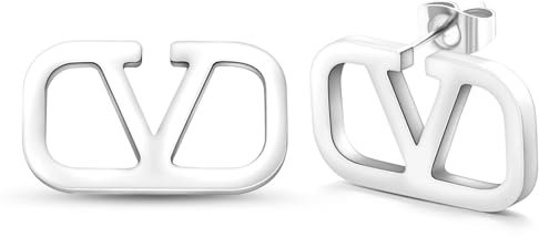 Damen Cc Ohrringe,Dupe,Buchstabe V Silver Ohringe für Damen,Titan Edelstahl Ohrstecker Sterling Silber 925,Weißgold Earringe for Women,Dupes,Ideal Geschenk für Frauen,Mode Schmuck
