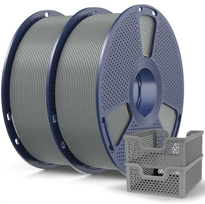 SUNLU PLA Plus 2.0 Schnelles 3D Drucker Filament 2KG, Upgrade PLA+ Filament für Schnelldruck (50-600mm/s), 1.75mm ±0.02mm Präzision, 2 x 1kg Spule (Grau+Grau)
