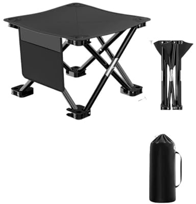 Tragbarer Angelstuhl, leicht, zusammenklappbar, extra groß, schwarz, ideal für Picknicks, Camping, Sitzen im Freien und Entspannung