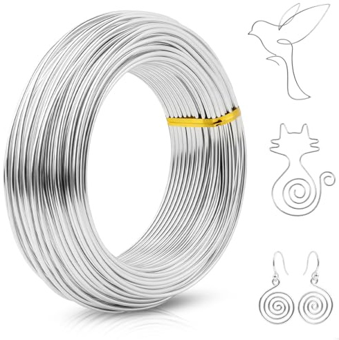 MOXYOY 12 Gauge Aluminum Craft Wire,108 Feet 2mm Thick Bendable Florist Wire,Bonsai Wires,Bendable Metal Wires,for Sculpting, DIY Jewelry, Modelling, and Dolls DIY(Sliver)