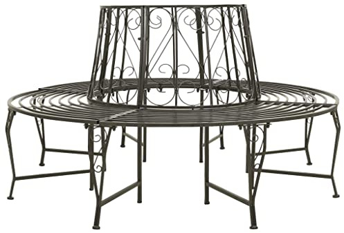 Mhdvray Baumbank rund 160 cm – Sitzbank Outdoor aus wetterfestem Stahl, Silbergrau, 150 kg pro Platz, Modernes Design für Garten Balkon Terrasse
