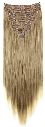 CAISHA XXL 60cm 8 Teile Set CLIP IN EXTENSIONS Haarverlängerung Haarteil Glatt Braun Blond CES16