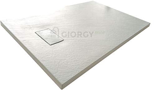 Piatto doccia 70x100 Bianco H.2.6 cm effetto pietra ardesia SMC in resina termoformata.