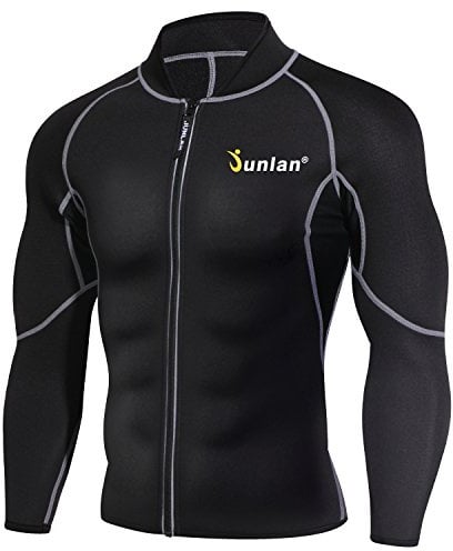 Herren Schwitzen Neopren Gewichtsverlust Sauna Anzug Workout Shirt Body Shaper Fitness Jacke Gym Top Kleidung Shapewear Langarm (Schwarz, L)