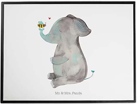 Mr. & Mrs. Panda Schreibtischunterlage Elefant Biene - Geschenk, Tiere, Heiratsantrag, Schreibtischauflage, Liebesbeweis, Schreibunterlage, Gute