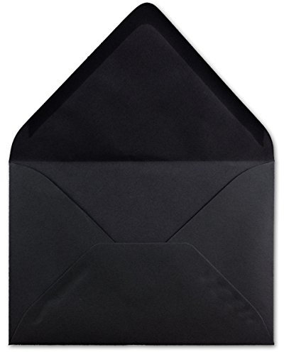 25 DIN C6 Briefumschläge Schwarz - 11,4 x 16,2 cm - 120 g/m² Nassklebung Brief-Hüllen ohne Fenster für Einladungen von Ihrem Glüxx-Agent