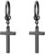 JewelryWe Schmuck Herren Ohrringe Kreuz, Edelstahl Poliert Kruzifix Ohrstecker Creolen Ohrhänger Geschenke für Männer Damen, Schwarz