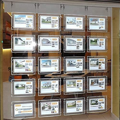 Immobilier Fenêtre Suspendu Bureau Affichage Led Acrylique Affiche Cadre Boîte à Lumière Panneau Titulaire