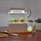 KHTO Mini Plastic Fish Tank Portable Desktop Aquarium Fish Bowl with Water Filtration LED & Quiet Air Pump for Decor (White With LED Light)
