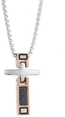 inSCINTILLE Moda Uomo Collana maschile in acciaio con croce stilizzata