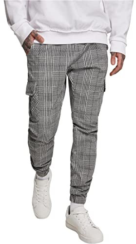 Urban Classics Homme Aop Glencheck Cargo Jog Pantalon, Multicolore (White/Black 01248), XXL EU