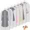 VOSIGREEN Hanging Garment Bags 7 Piece Set - 60 Inch Translucent Dust Proof Clothes Bag White Breathable Full Zipper Dust Cover for Suit Dance Costumes Gown Dress.