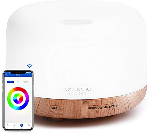 ASAKUKI Smart Wi-Fi Essential Oil Diffuser, App and Voice Control Compatible with Alexa, 500ml Aromatherapy Humidifier for Relaxing Atmosphere in Home Office Bedroom