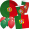 Carpeta Kit de fête 48 pièces * Portugal * avec assiettes en carton + serviettes + gobelets en carton + décoration | Hôte pays de la Coupe du monde de football 2022 avec décoration rouge/vert |