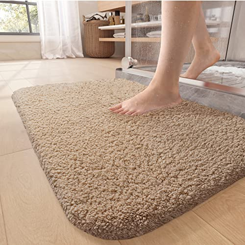Color G Badezimmerteppich 40 x 60cm, rutschfest Badematte, Badvorleger rutschfest waschbar, Badteppich Saugfähig Flauschig, Badematten Badteppiche für Badezimmer Badewanne (Beige)