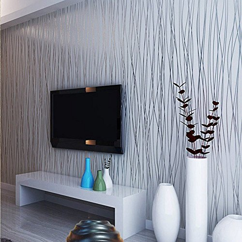 YangYun Home Decoration Rouleau de papier peint non collé pour salon, chambre à coucher, gris argenté, 0,53 m (l) x 10 m (L) = 5,3 m²