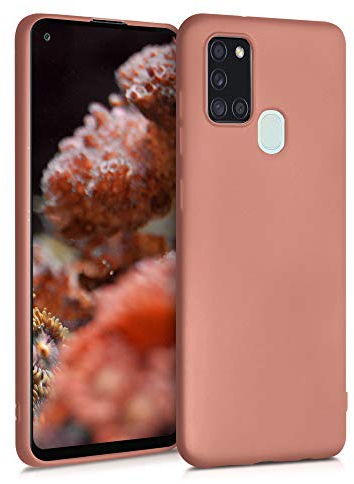 kwmobile Case kompatibel mit Samsung Galaxy A21s Hülle - Schutzhülle aus Silikon metallisch schimmernd - Handyhülle Metallic Bronze