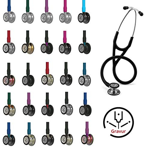 3M Littmann Cardiology IV Kardiologiestethoskop MIT GRAVUR Stethoskop (Black Edition (Violetter Schlauchanschluss)) Diagnostikstethoskop